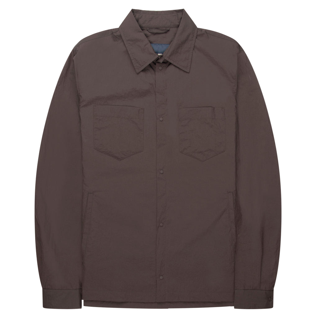 Herno chocolate crinkle lightweight overshirt with button closure and relaxed fit