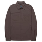 Herno chocolate crinkle lightweight overshirt with button closure and relaxed fit