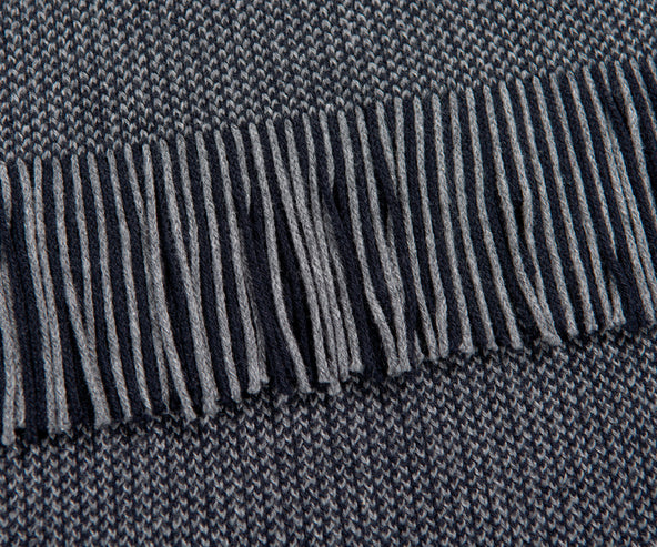 HUGO BOSS Medeo Weaved Wool & Cotton Scarf Navy/Grey
