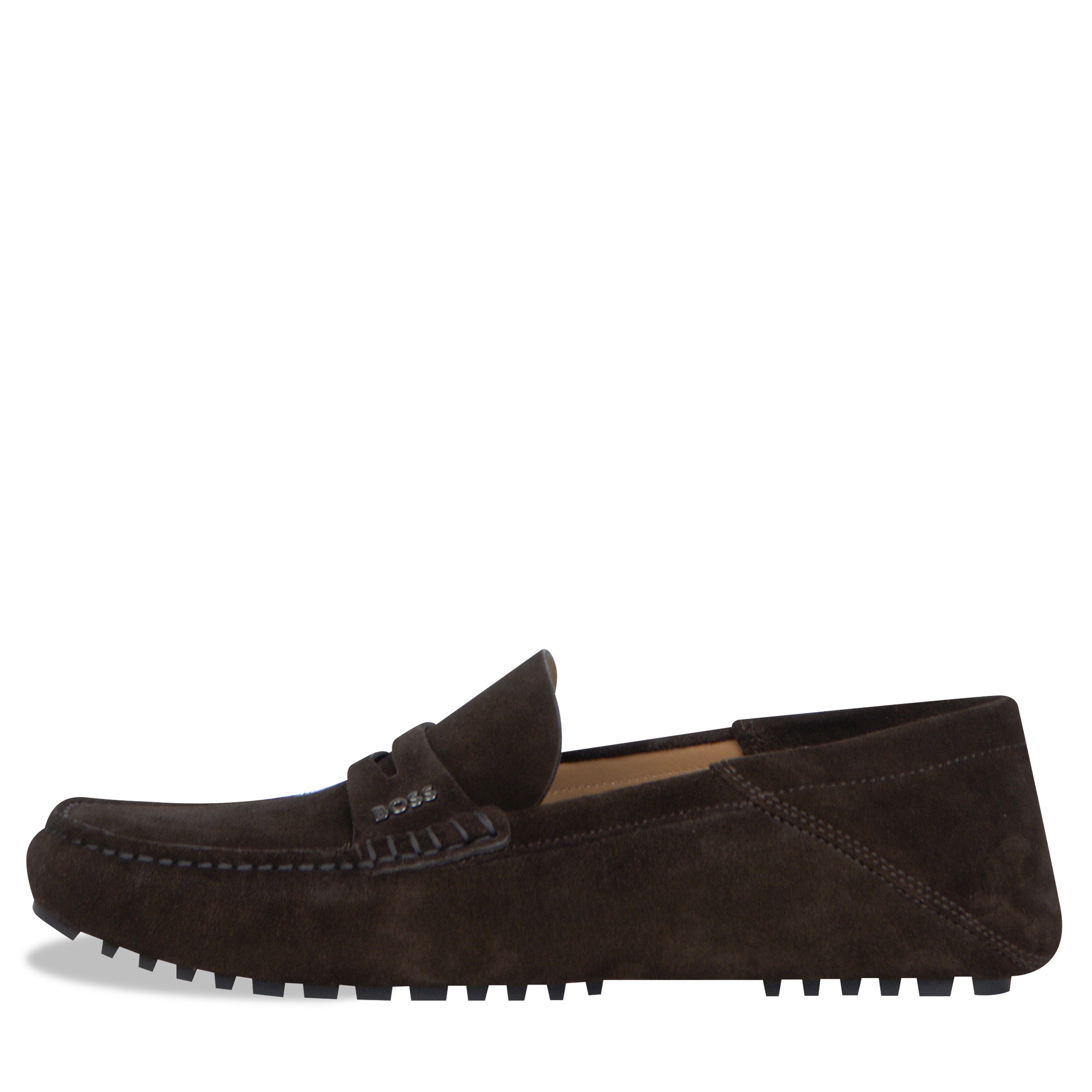 BOSS Driver Moccasins Suede Loafer Dark Brown