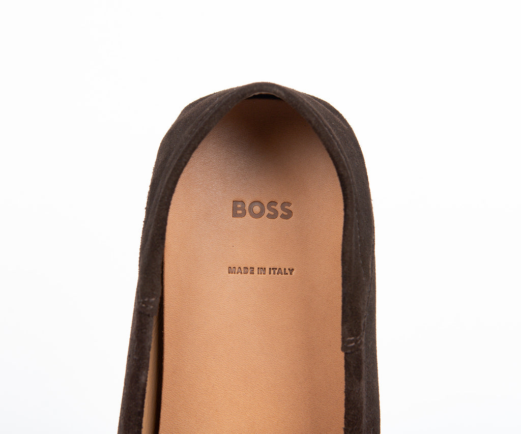 BOSS Driver Moccasins Suede Loafer Dark Brown