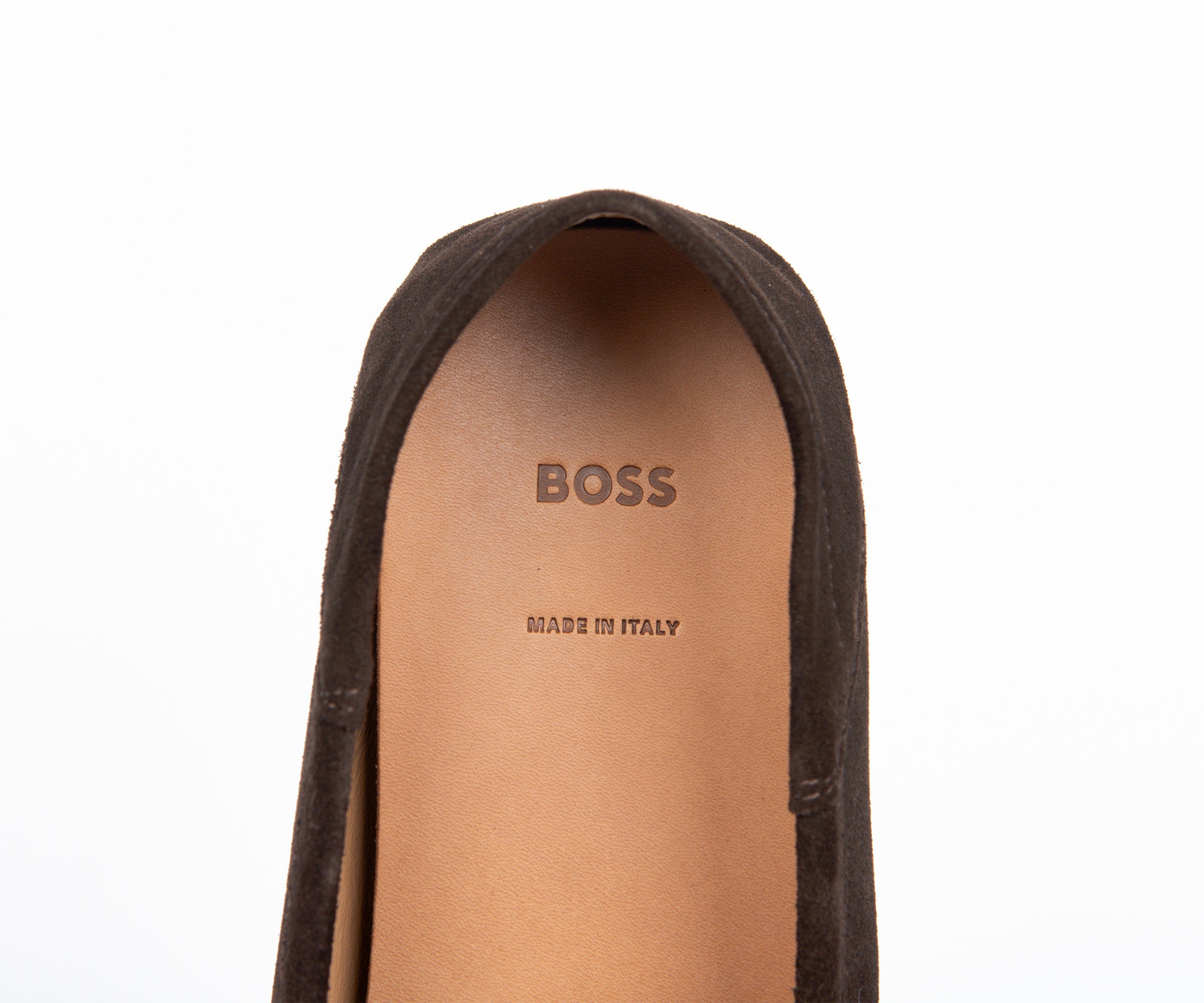 BOSS Driver Moccasins Suede Loafer Dark Brown