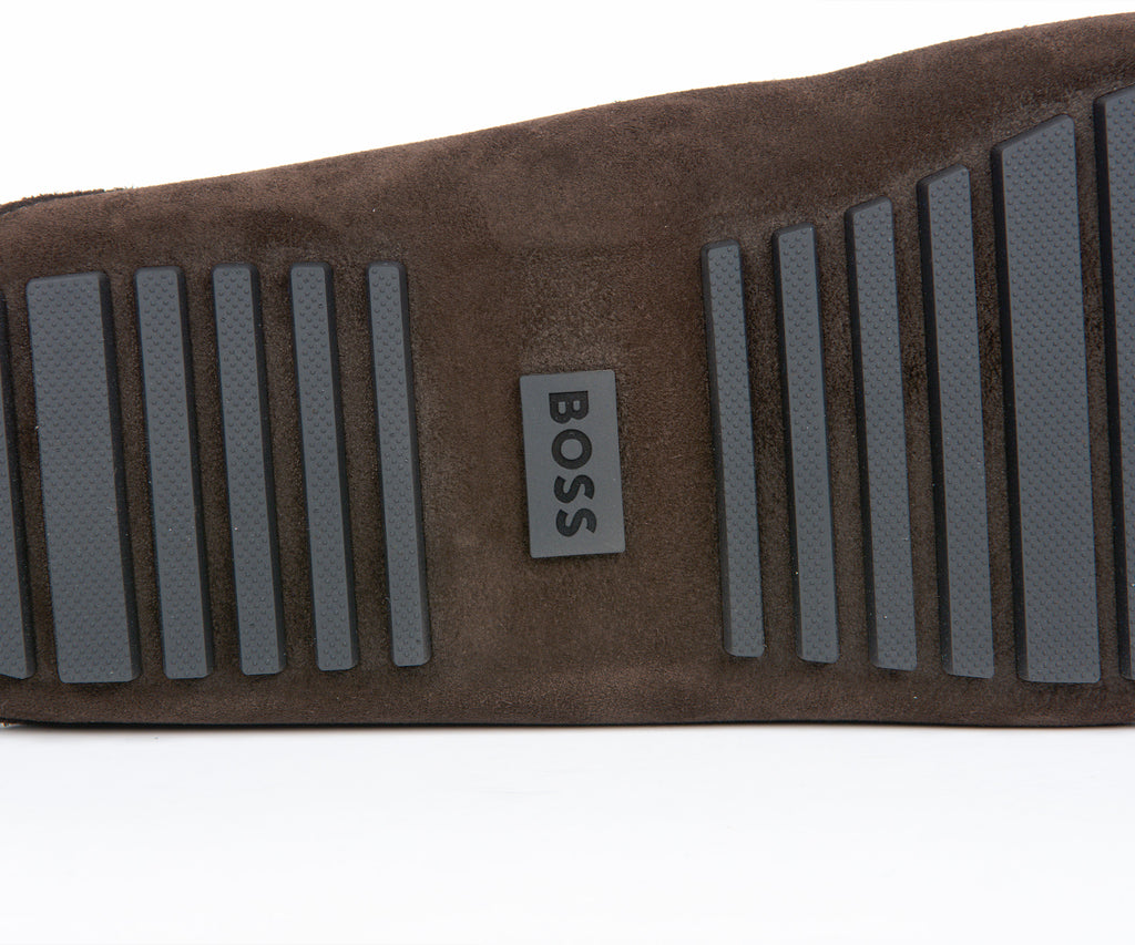 BOSS Driver Moccasins Suede Loafer Dark Brown