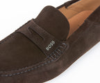BOSS Driver Moccasins Suede Loafer Dark Brown