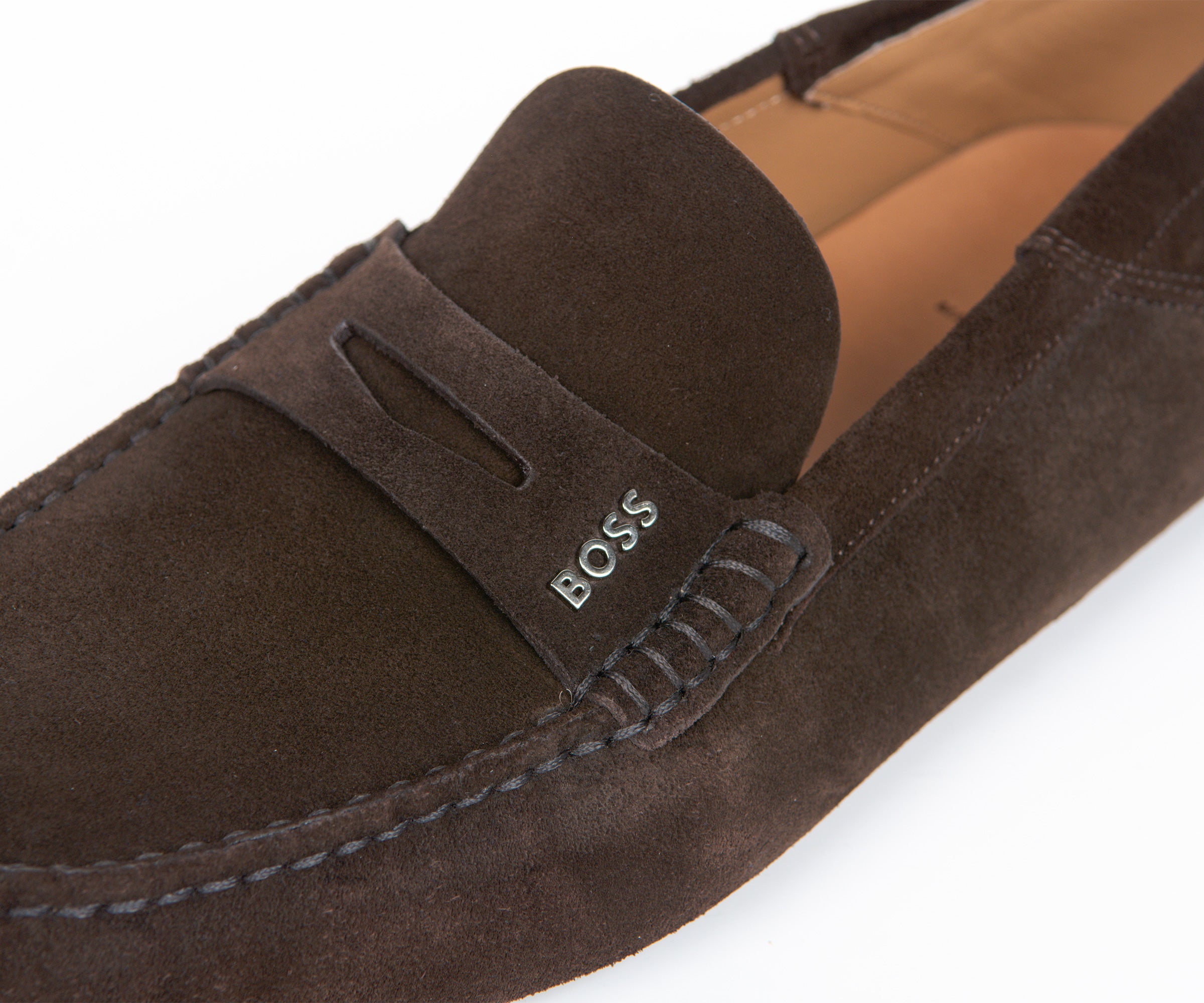 BOSS Driver Moccasins Suede Loafer Dark Brown