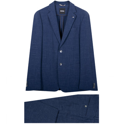 HUGO BOSS  C-Hanry Italian Fabric Slim Fit Check Suit Navy