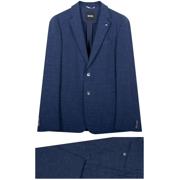 HUGO BOSS  C-Hanry Italian Fabric Slim Fit Check Suit Navy