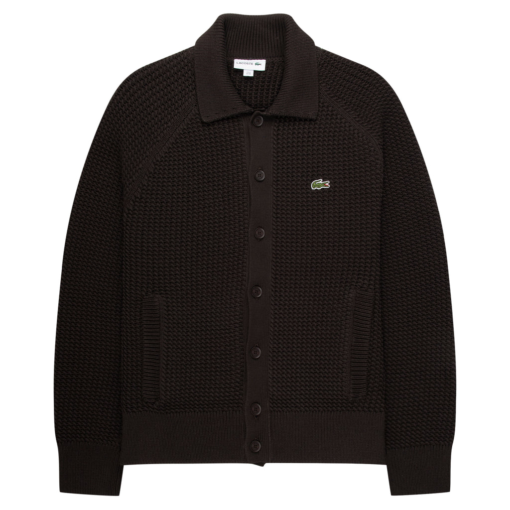 Lacoste Chocolate Chunky Woven Cardigan