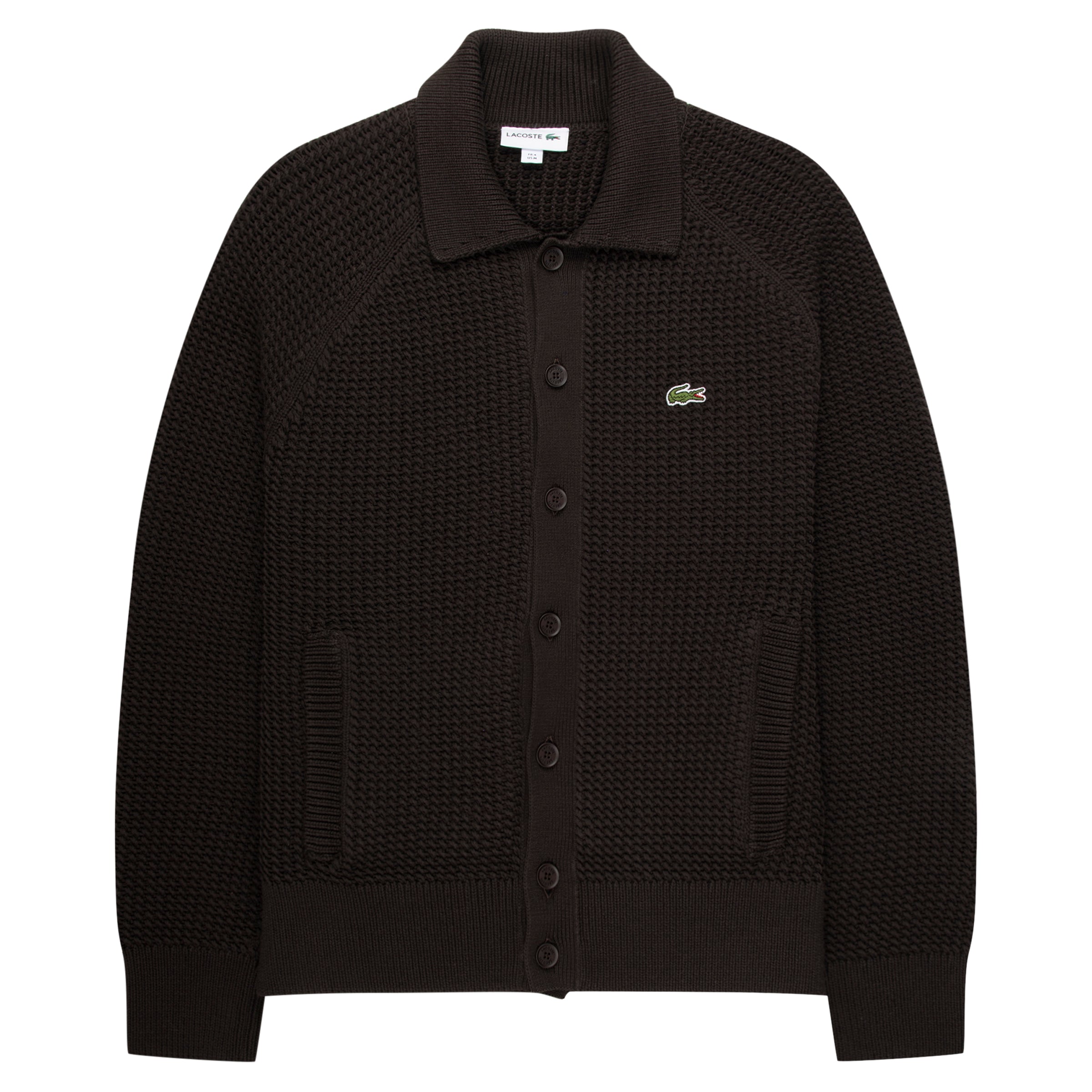 Lacoste Chocolate Chunky Woven Cardigan