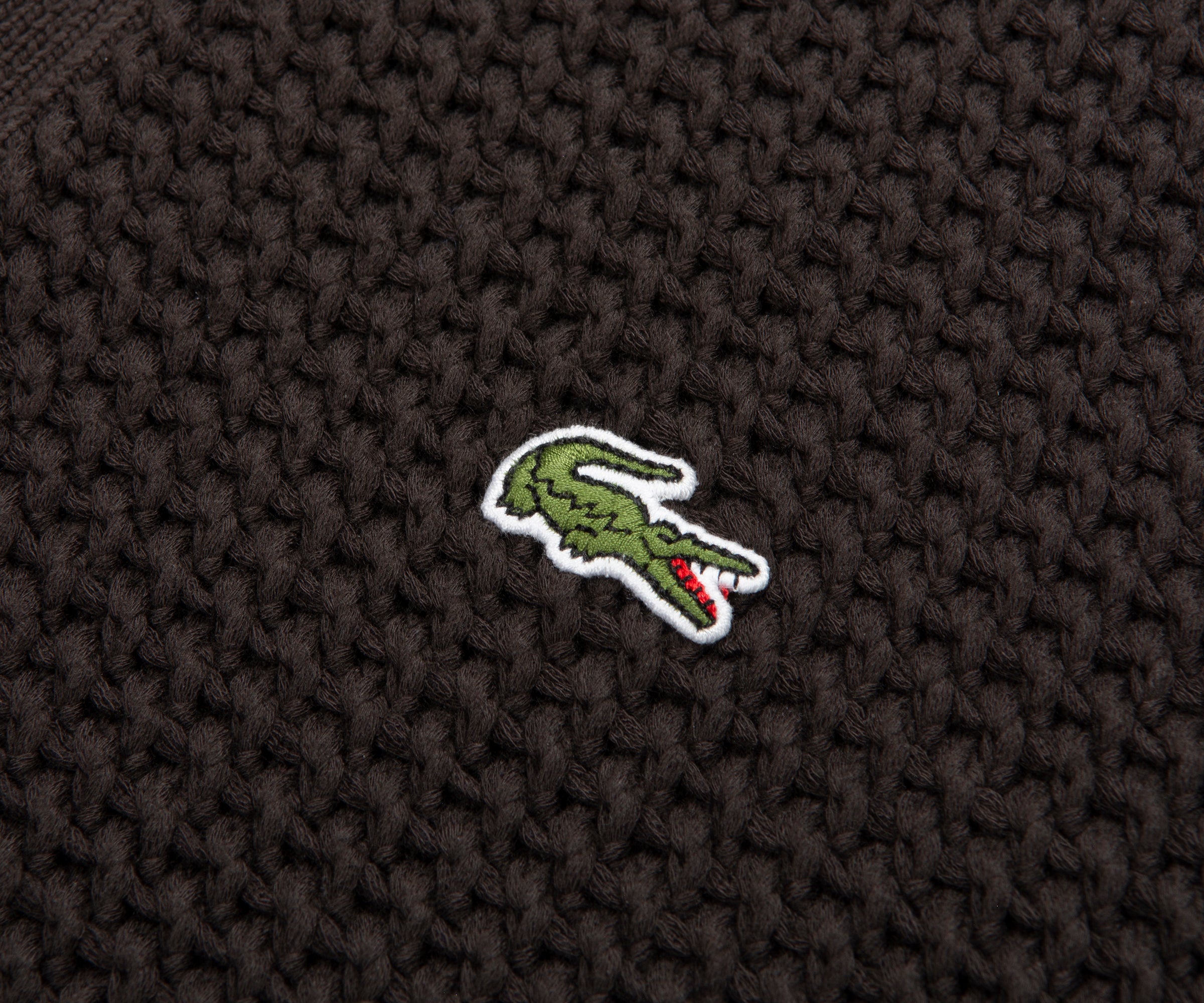 Lacoste Chocolate Chunky Woven Cardigan