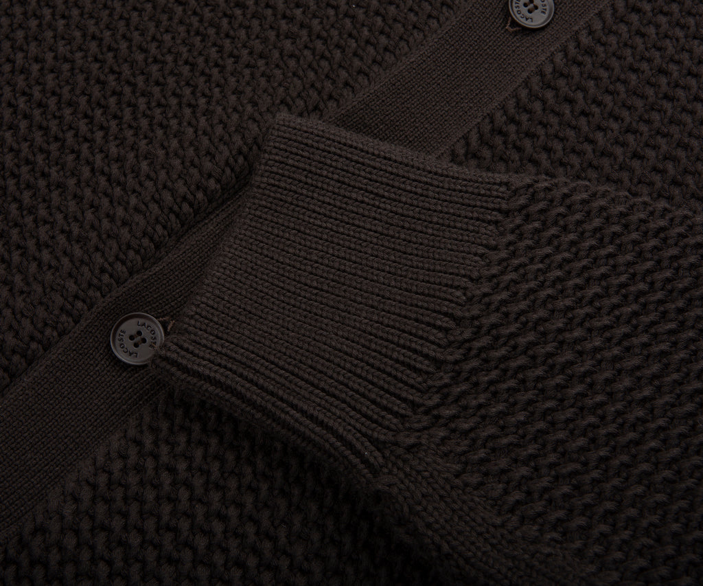 Lacoste Chocolate Chunky Woven Cardigan