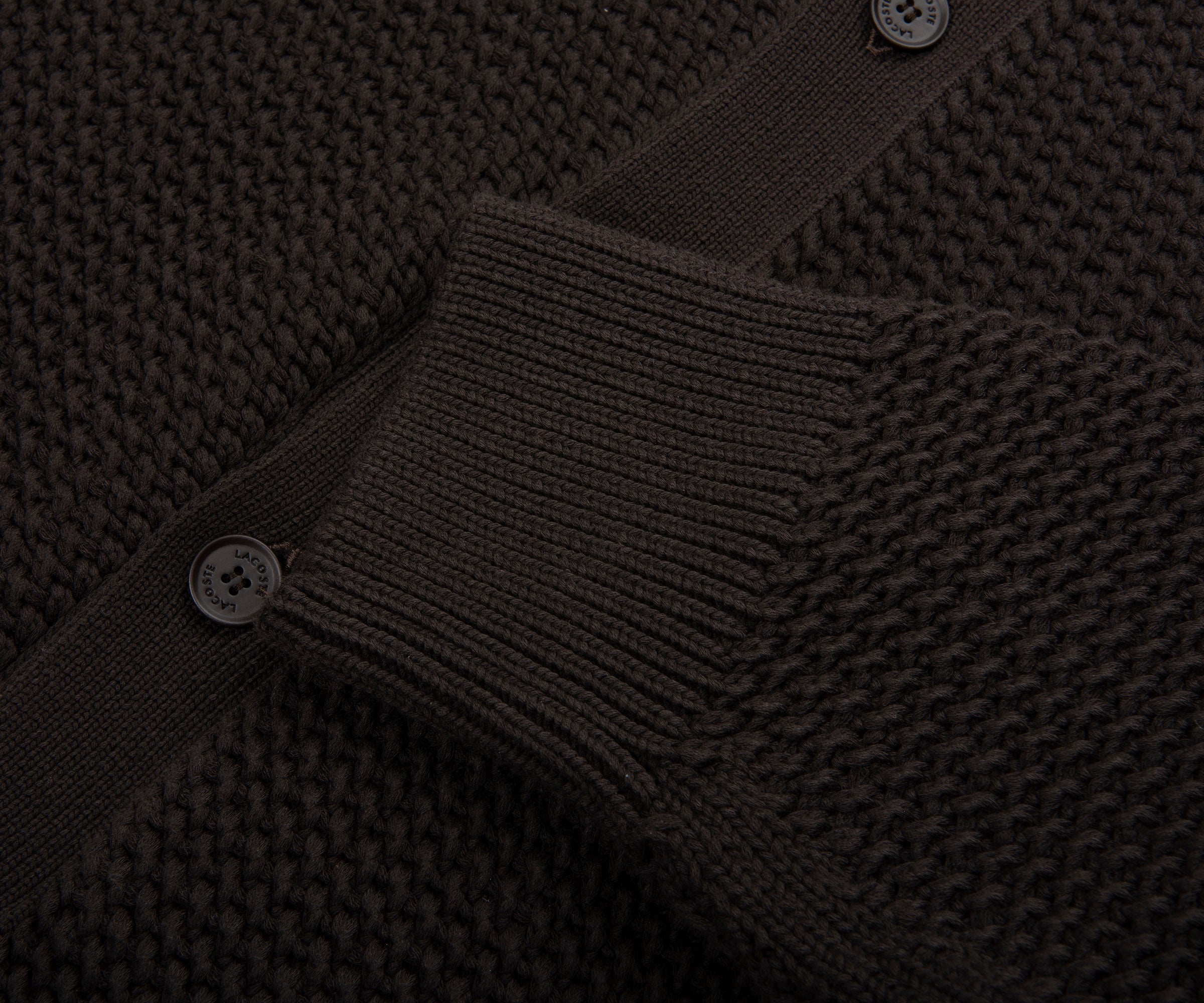 Lacoste Chocolate Chunky Woven Cardigan