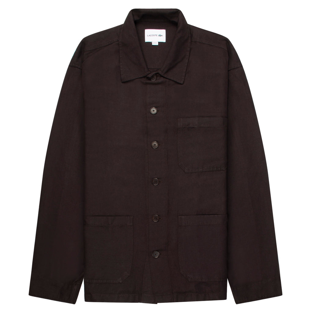 Black jacket with button details on a white background
