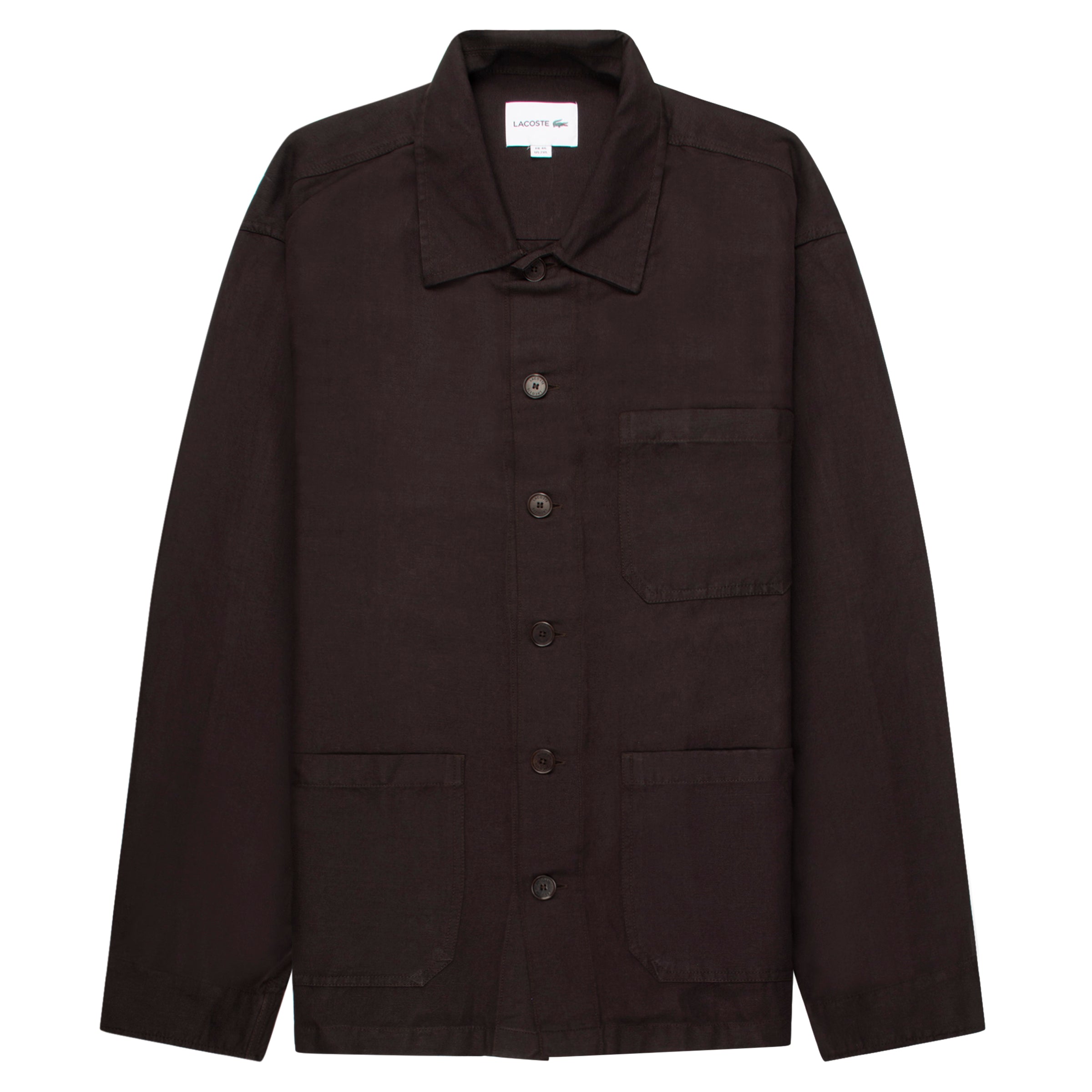 Black jacket with button details on a white background