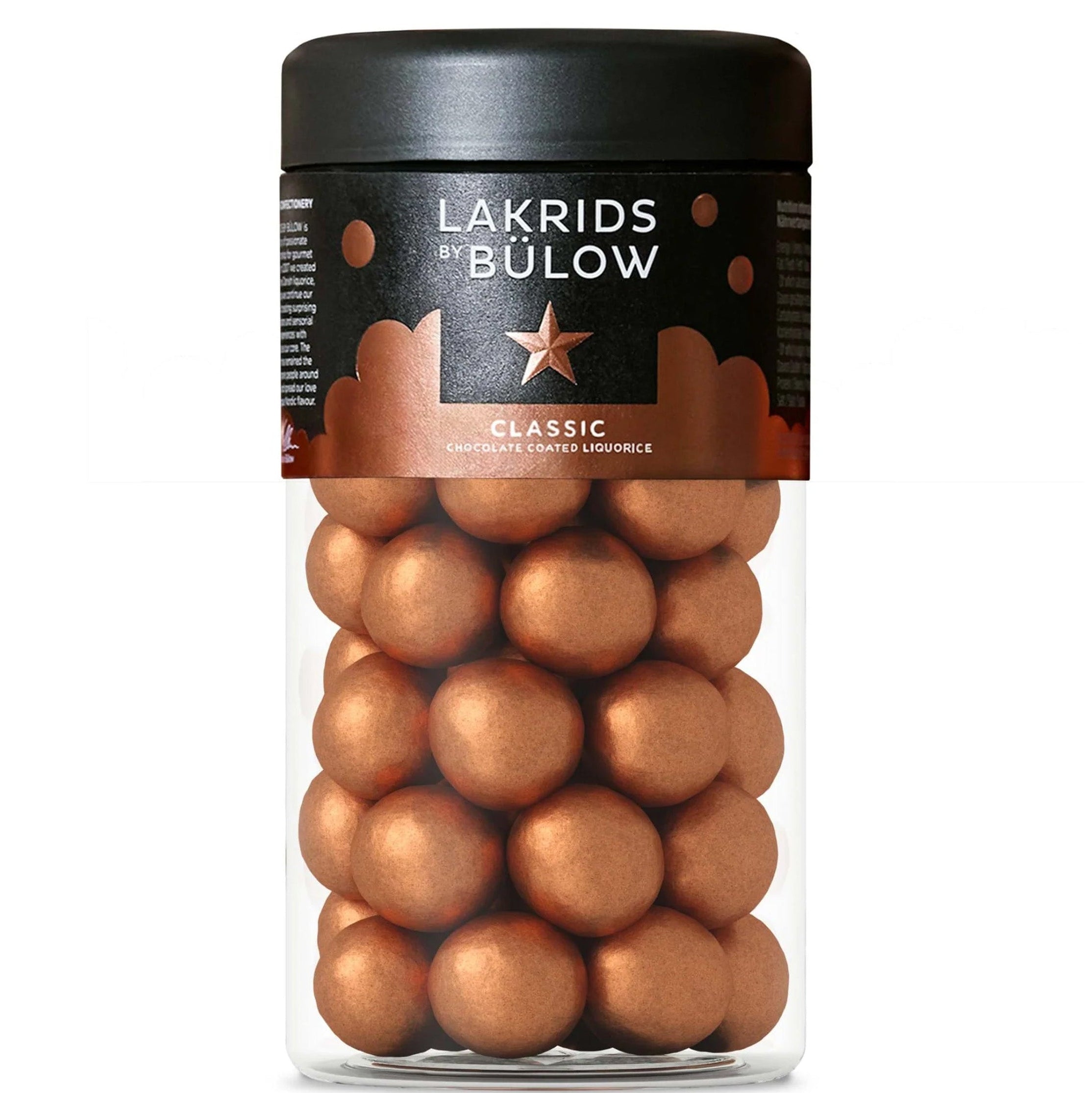 Jar of Lakrids By Bulow chocolate balls 