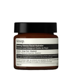 Aesop Seeking Silence Facial Hydrator in a small brown glass jar with a white label.