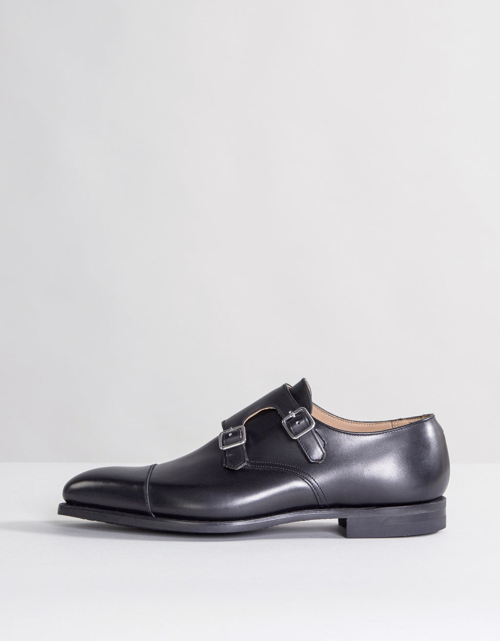 Crockett & Jones 'Lowndes' Calf Leather Double Monk Shoes With 'City' Soles Black