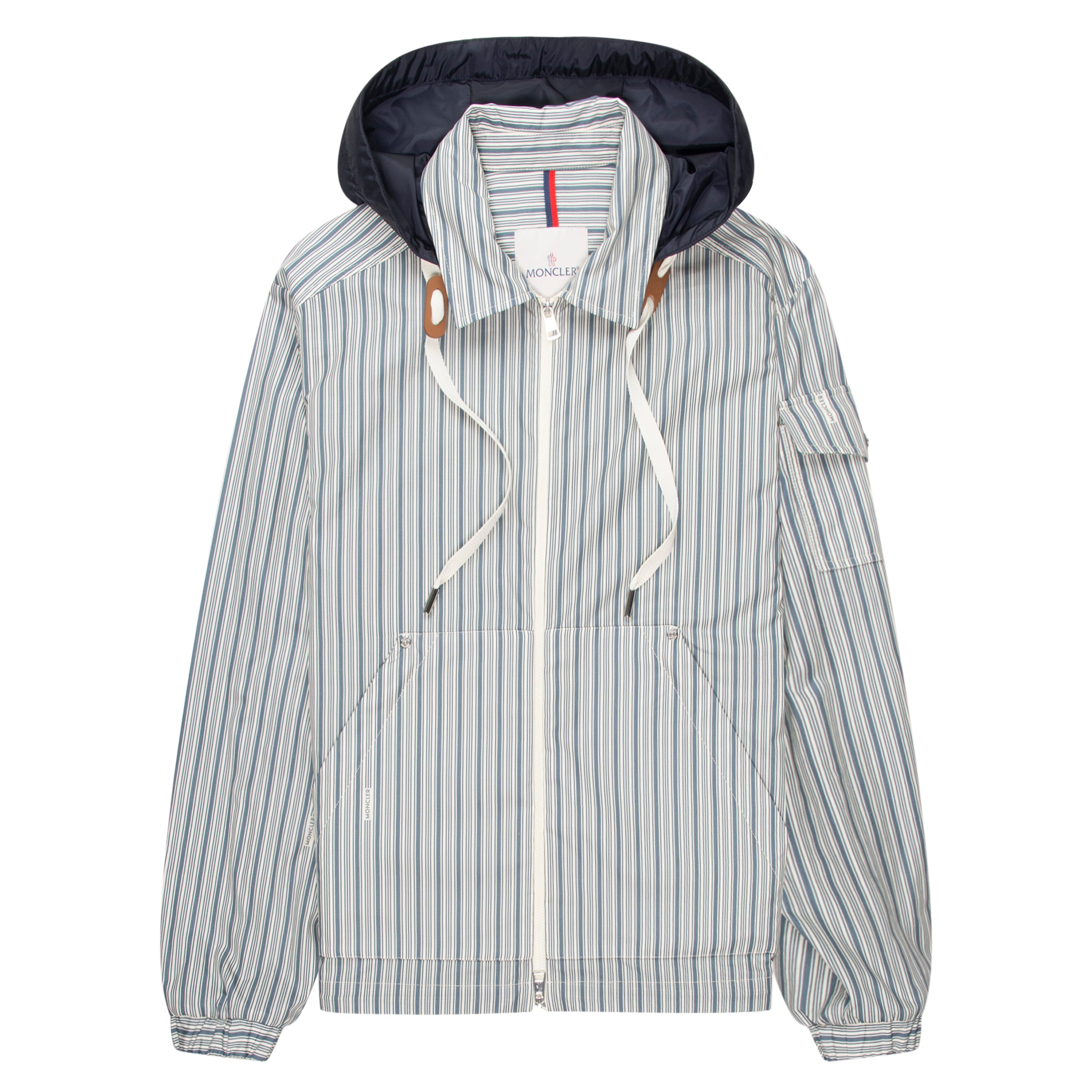 Striped jacket with a hood on a white background