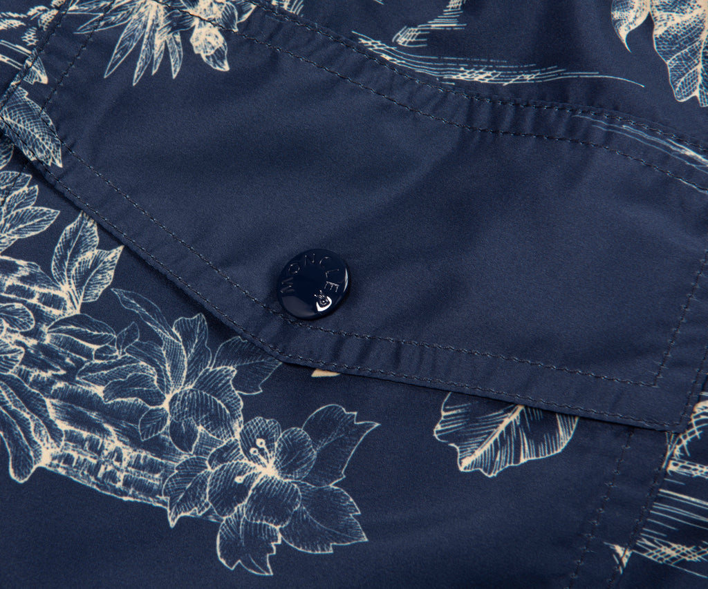 Moncler Jungle Patterned Navy Swim Shorts