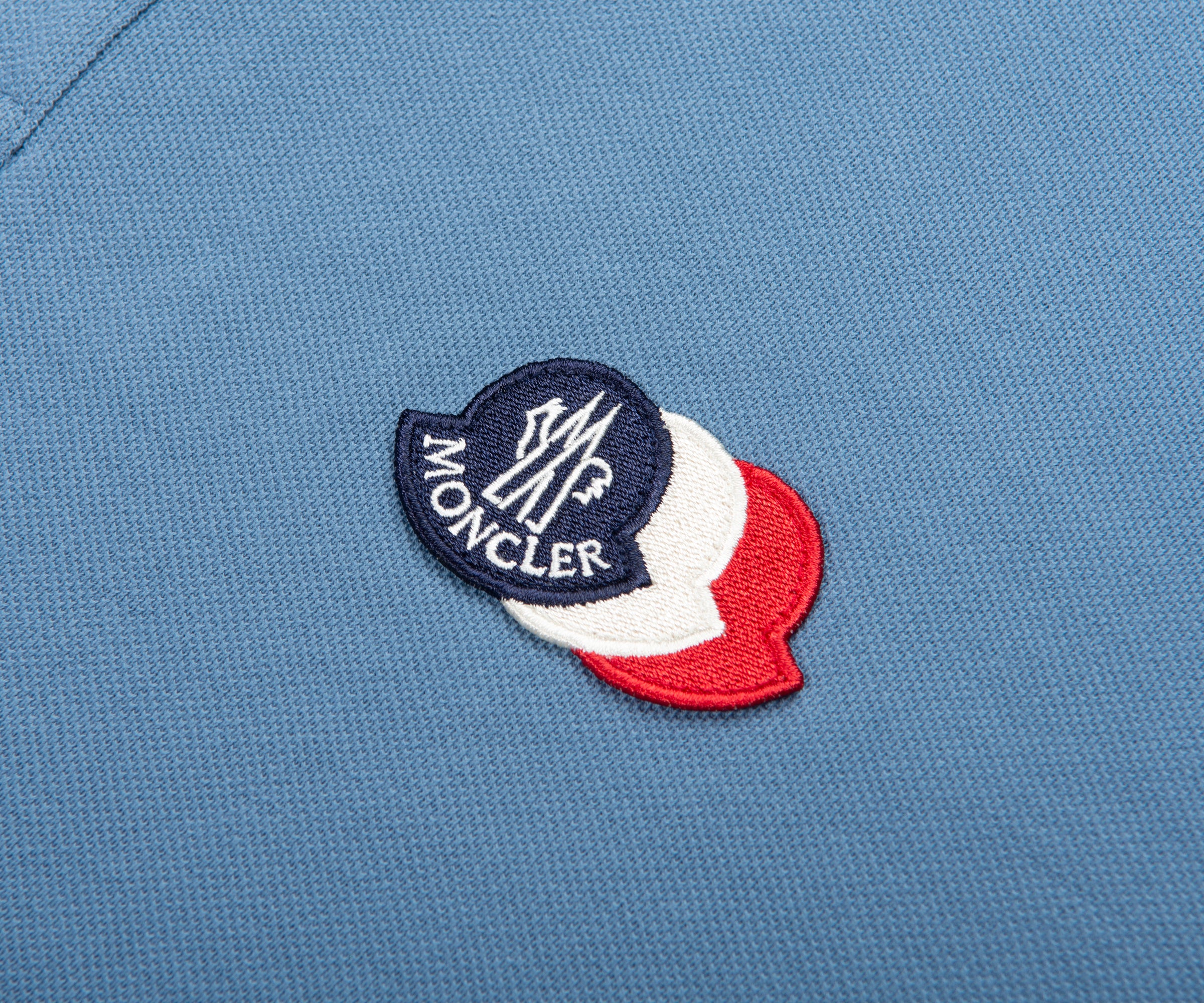 Moncler Light Blue Tricolour Logo Piquet Polo