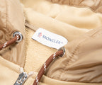 Moncler Sand Full Zip Brown Trimming Nylon Hooded Sweater