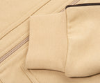 Moncler Sand Full Zip Brown Trimming Nylon Hooded Sweater