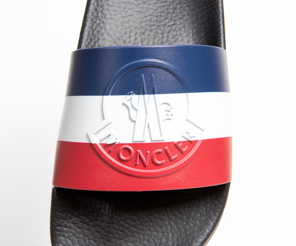 Moncler 'Basile' Striped Logo Slider Black