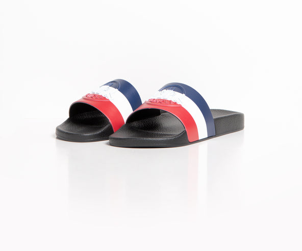 Moncler 'Basile' Striped Logo Slider Black