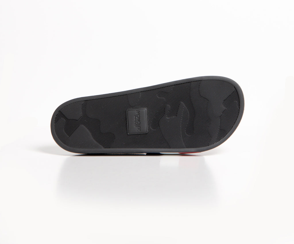 Moncler 'Basile' Striped Logo Slider Black