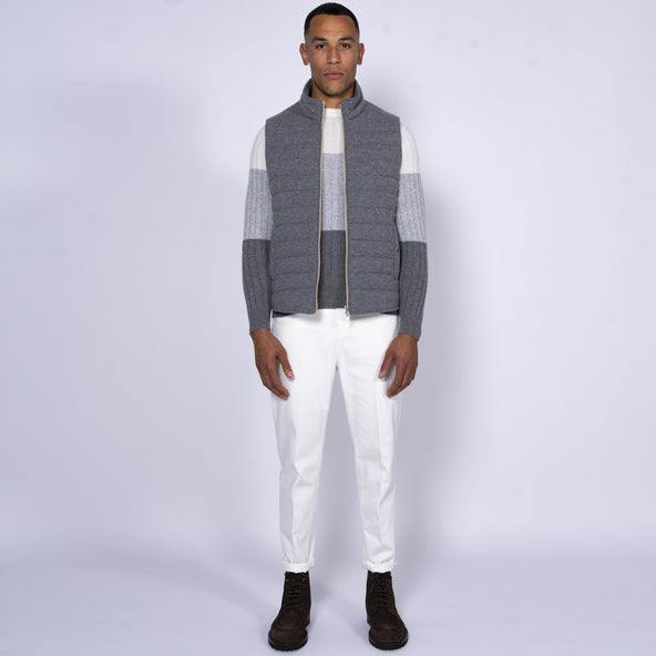 BRUNELLO CUCINELLI 'Panelled' Cashmere Crewneck Knit Cream/White