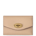 Beige wallet with a gold clasp on a white background