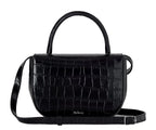 Mulberry Small Amberley bag in black croc-print leather with structured silhouette, chain strap and Rider’s Lock closure