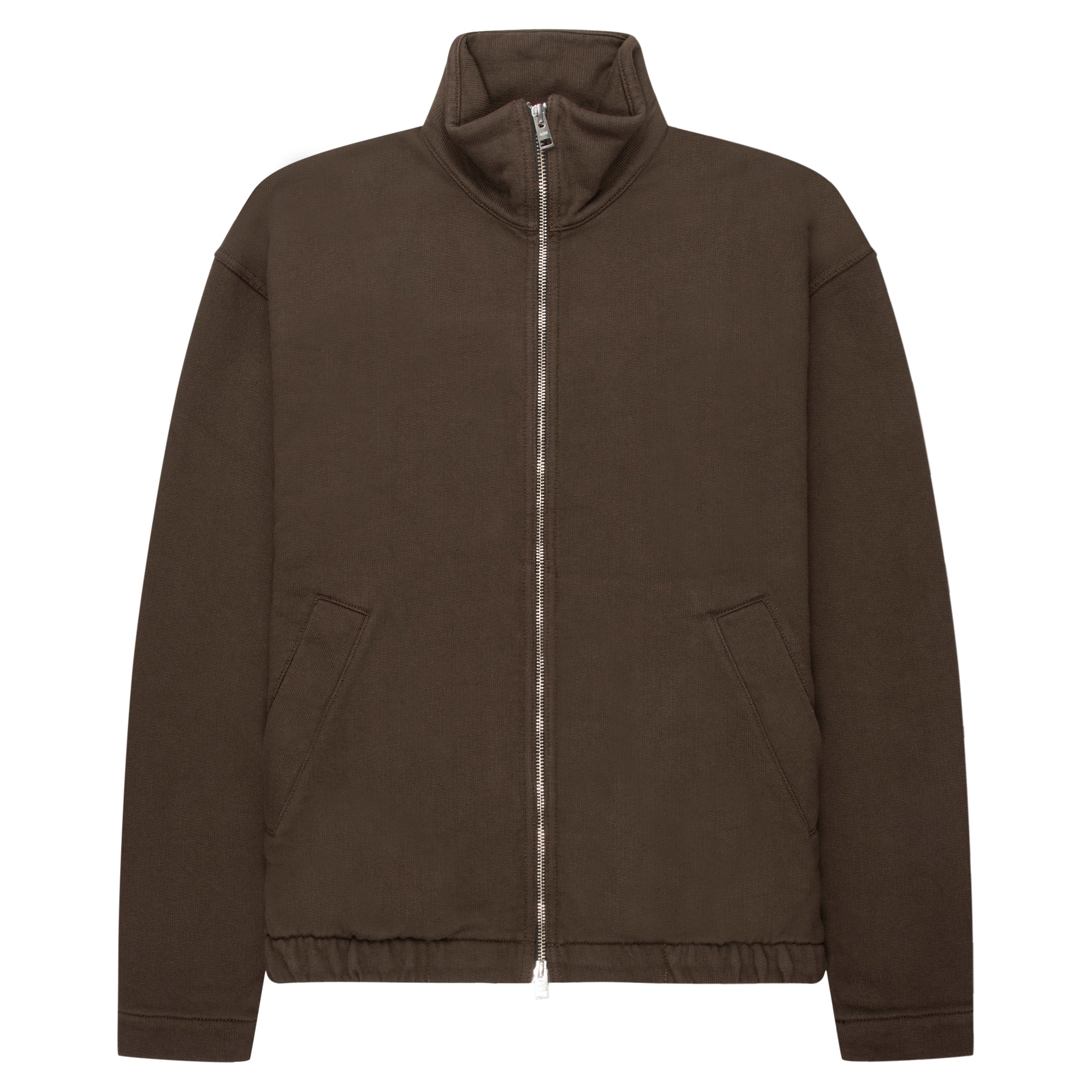 Brown jacket with a zipper on a white background