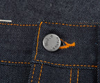 Close-up of a button on a denim fabric with 'Levi's' branding.