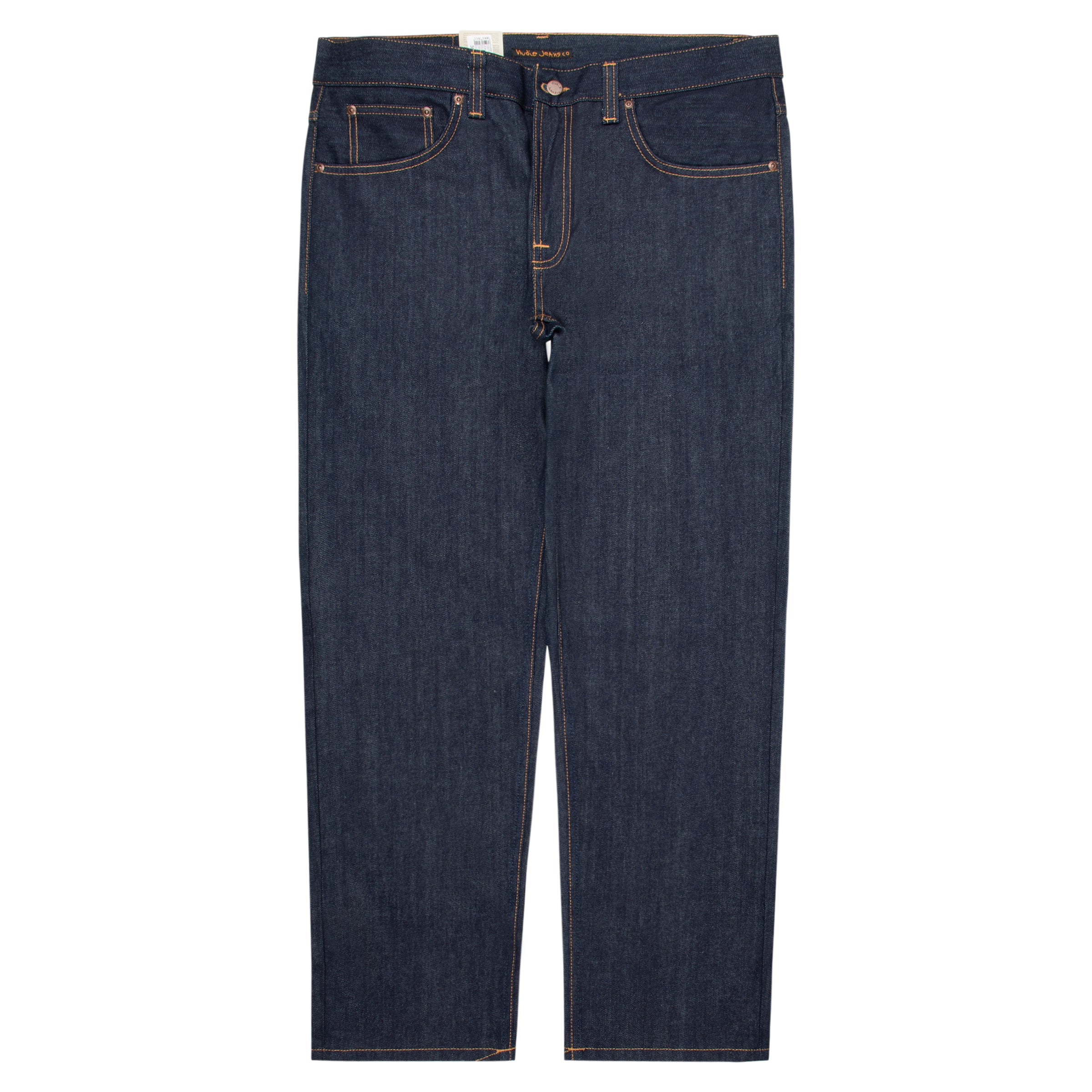 Nudie Jeans Gritty Jackson Dry Classic Navy jeans with regular straight fit and raw denim finish