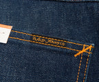 Nudie Jeans label on a blue denim fabric