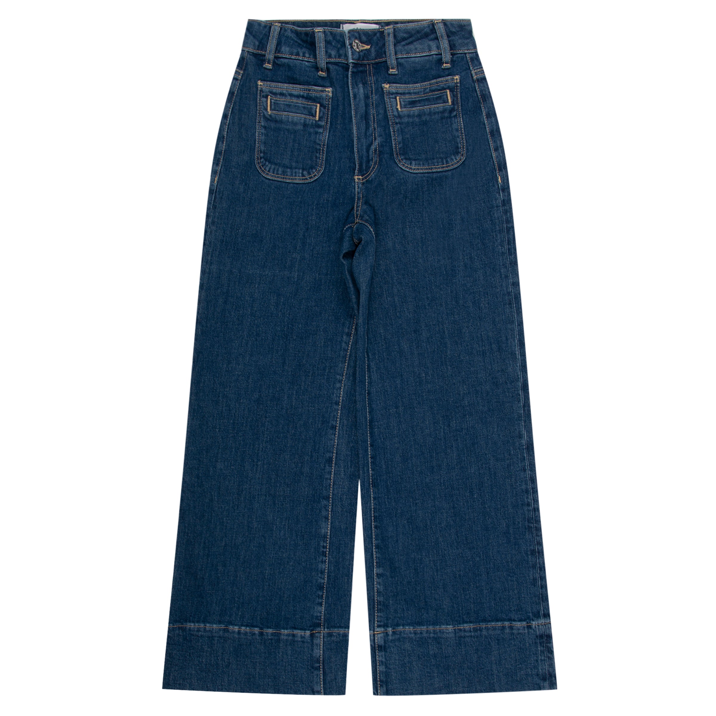 Blue jeans on a white background