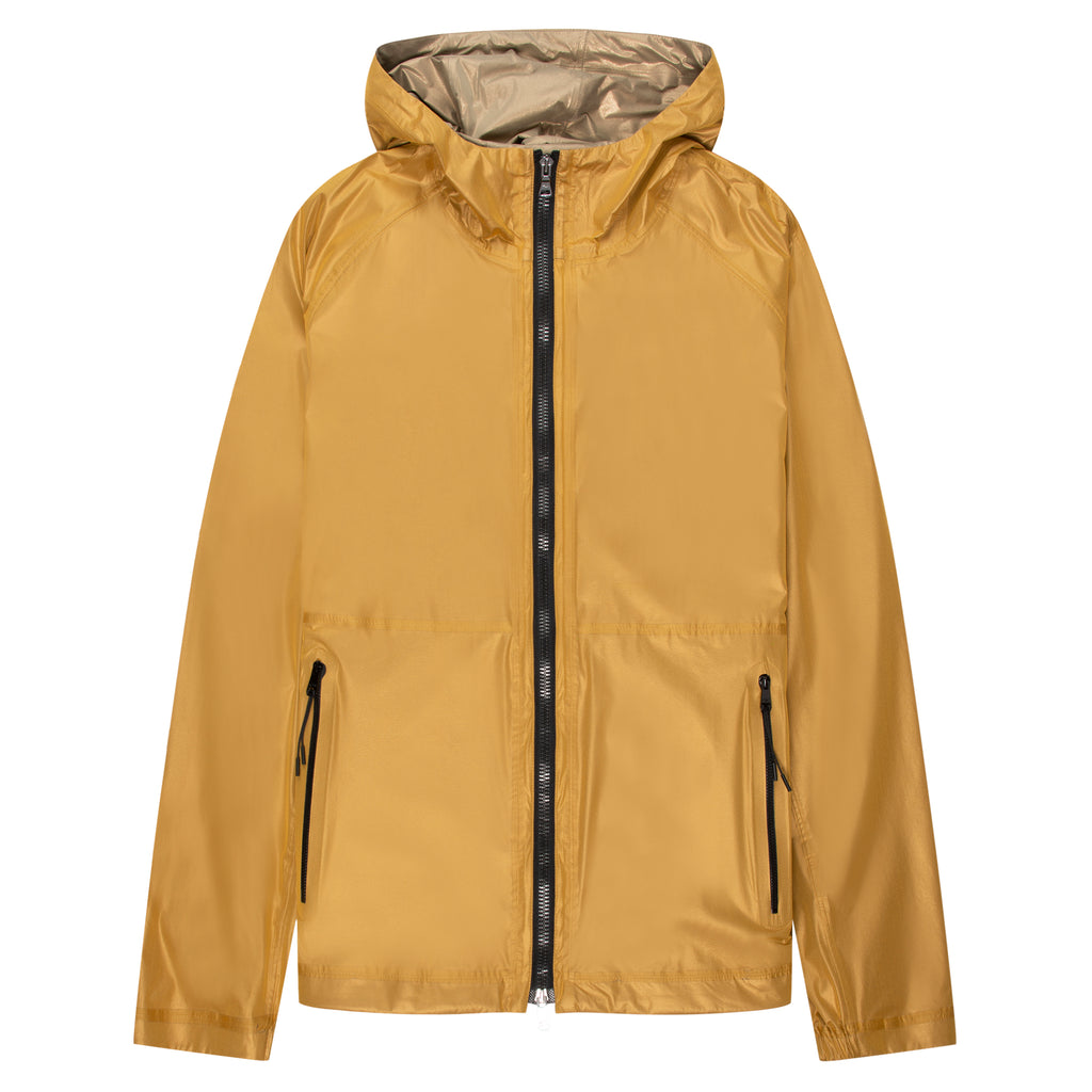 Men’s Paul & Shark bronzed three-layer technical windbreaker jacket with hood, designed for lightweight weather protection.