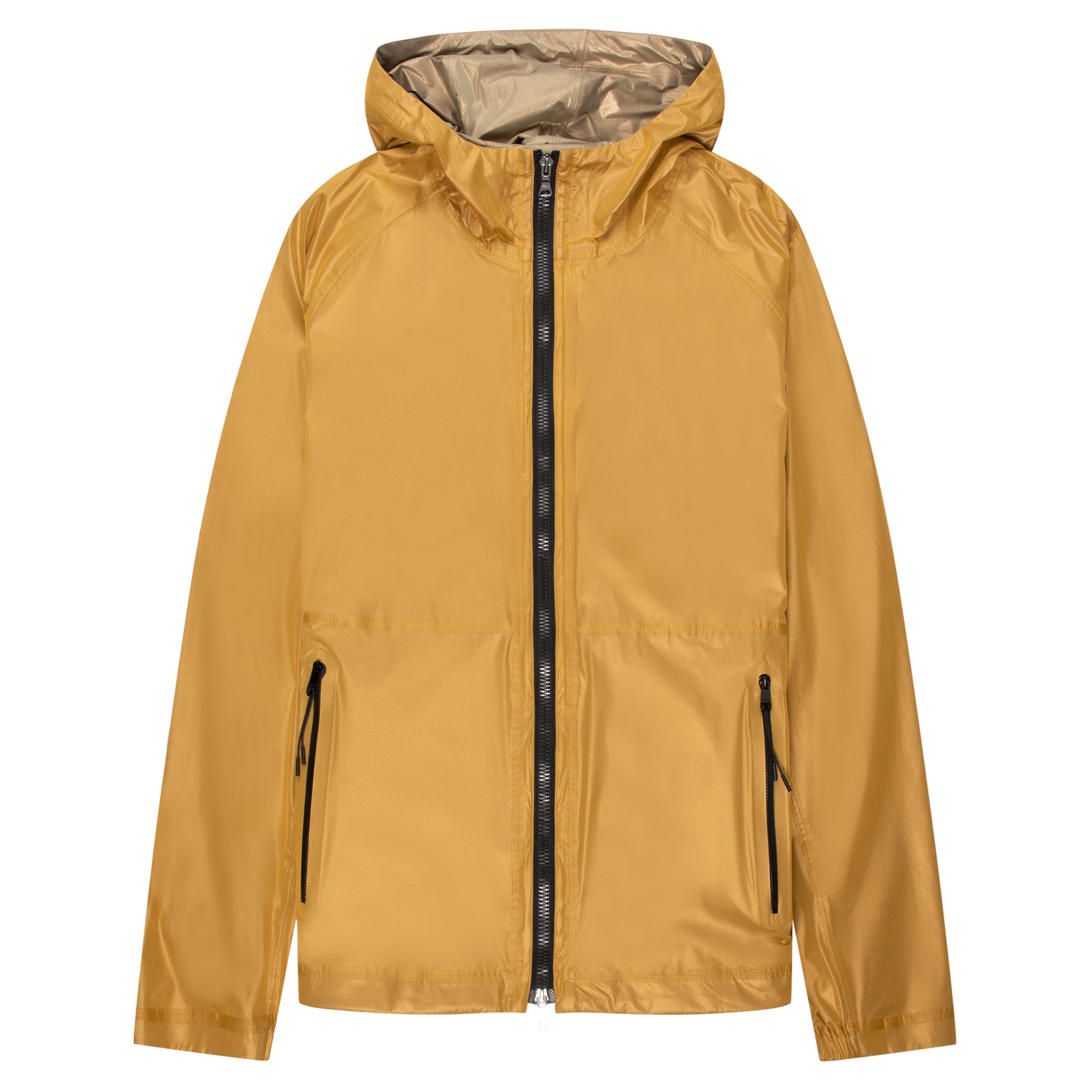 Men’s Paul & Shark bronzed three-layer technical windbreaker jacket with hood, designed for lightweight weather protection.