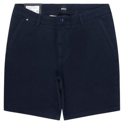Navy blue shorts with a visible brand label