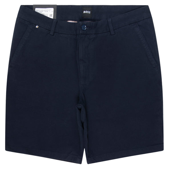Navy blue shorts with a visible brand label
