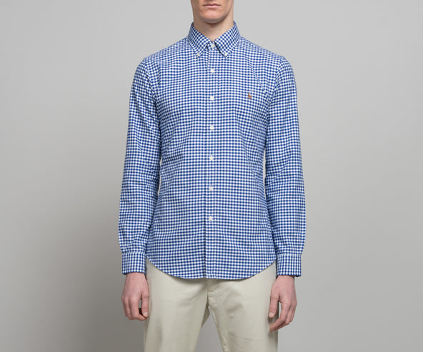 Polo Ralph Lauren 'Slim Fit' Gingham Oxford Shirt Blue/White