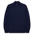 Ralph Lauren 1/4 zip knit in hunter navy with classic embroidered logo, ribbed trims and regular fit