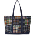 Plaid patterned tote bag with Polo Ralph Lauren logo on a white background