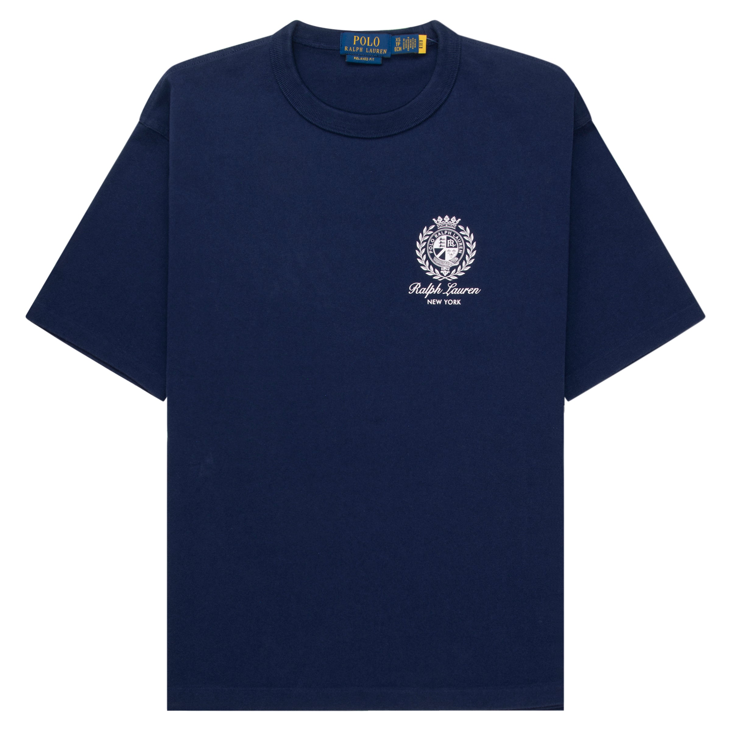 Navy blue t-shirt with Ralph Lauren logo on a white background