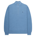 Blue sweater with a brand logo on a white background