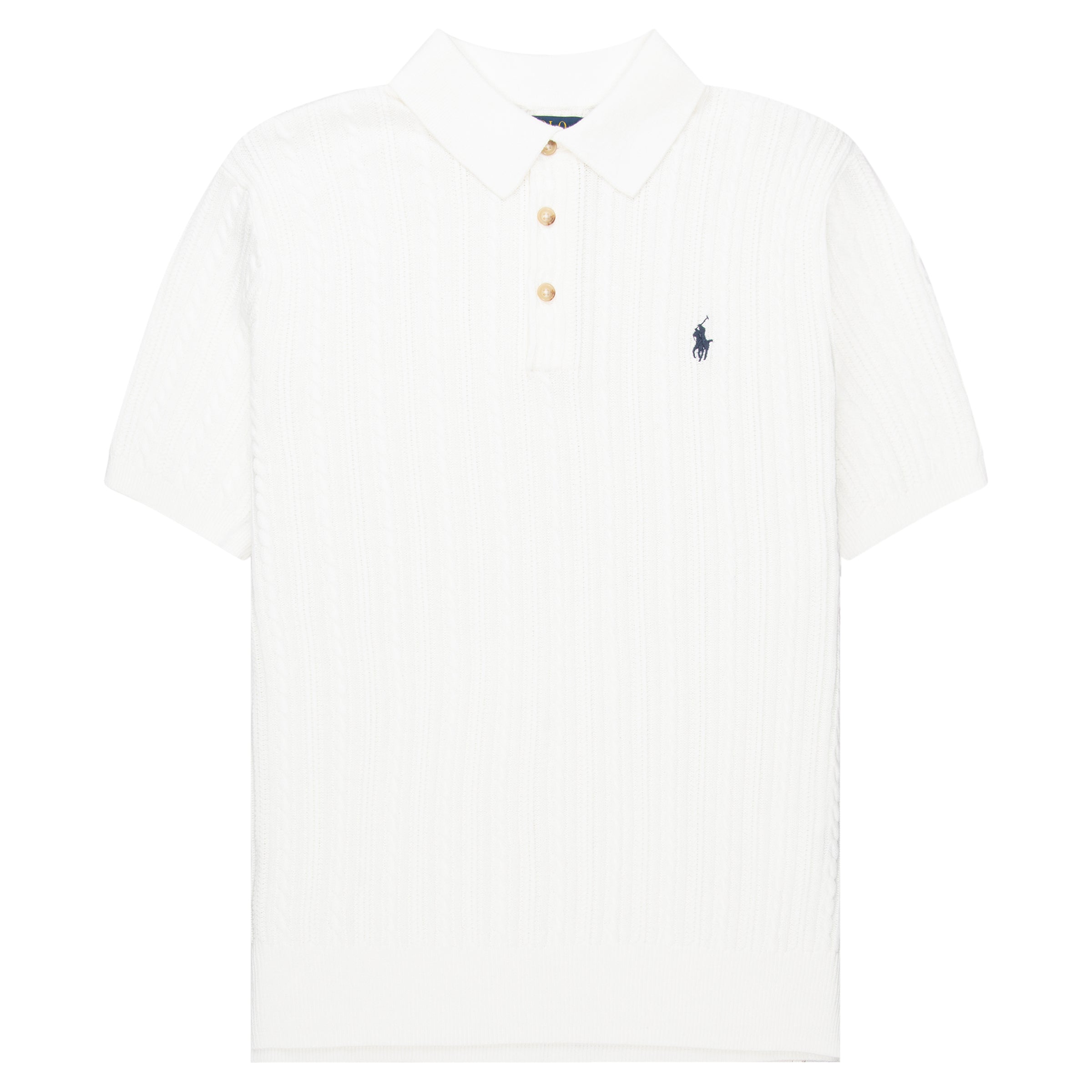 Ralph Lauren White Cable Knit SS Polo