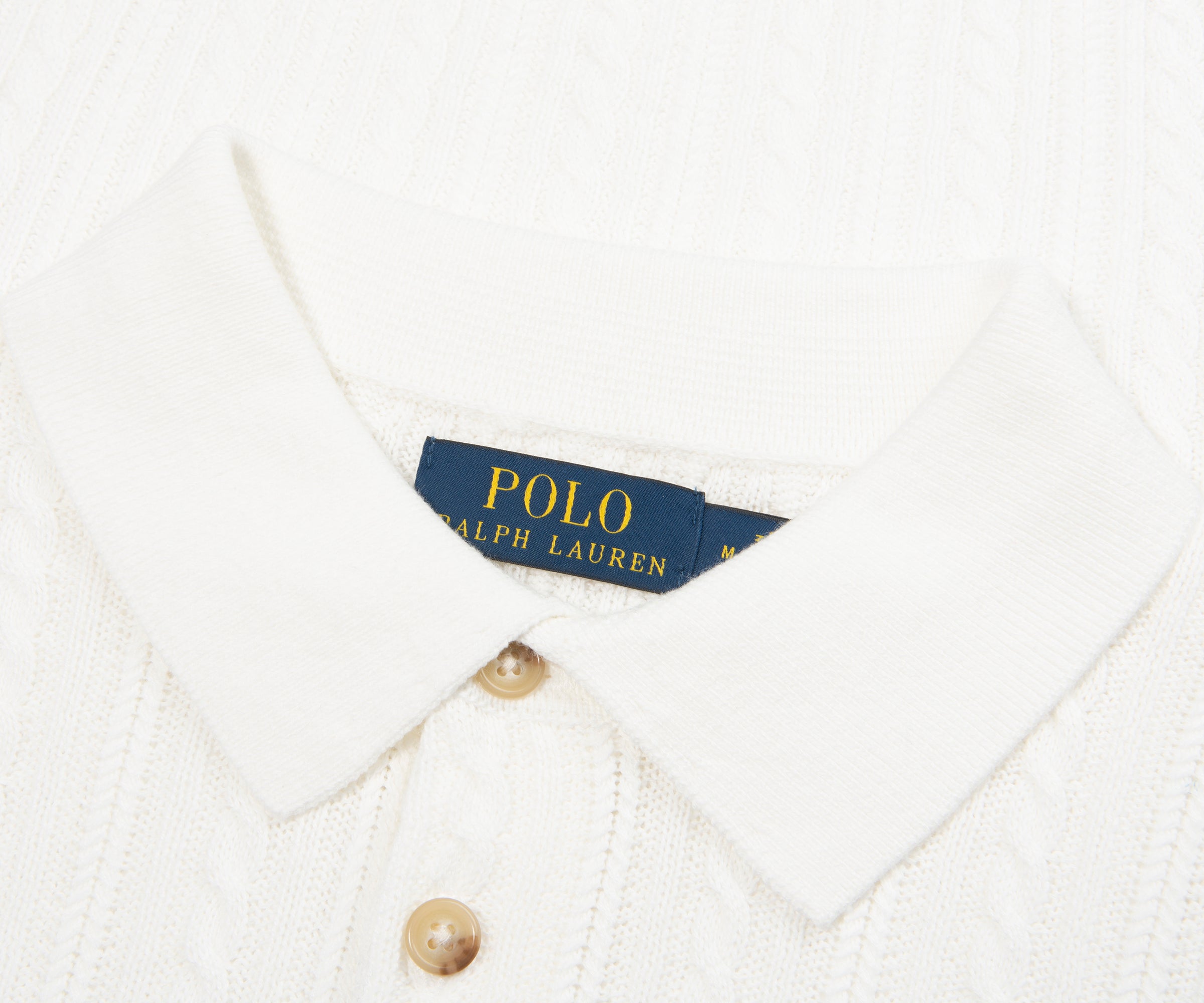 Ralph Lauren White Cable Knit SS Polo