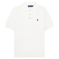 White polo shirt with brand logo on a white background
