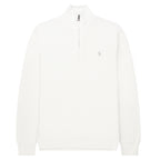 White long-sleeve shirt with a small logo on a white background